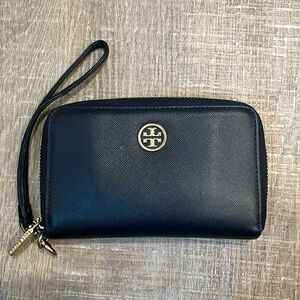 Tory Burch navy wallet wristlet